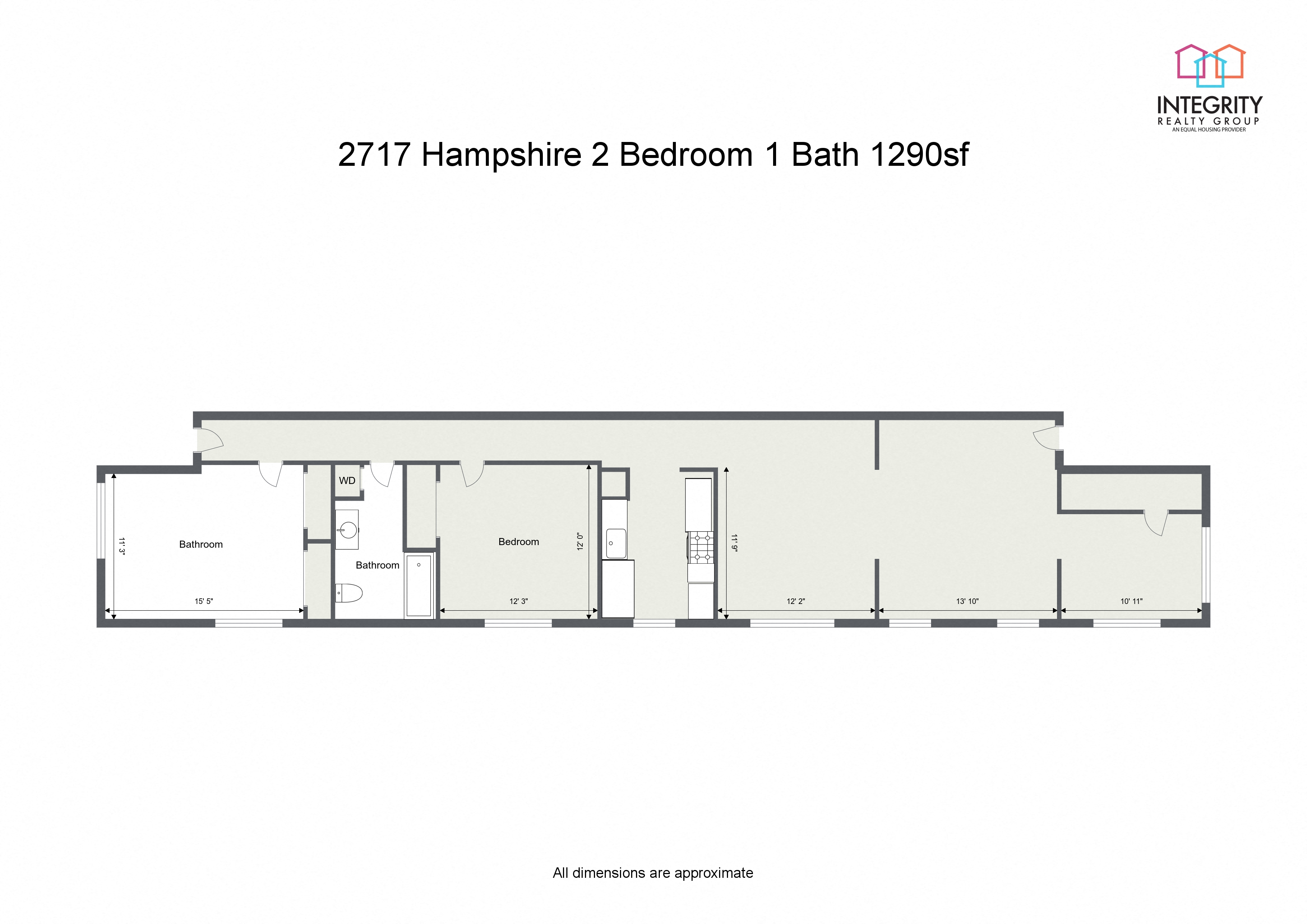 Floor plan layout diagram for Kurtland, 2 Bedroom 1 Bath